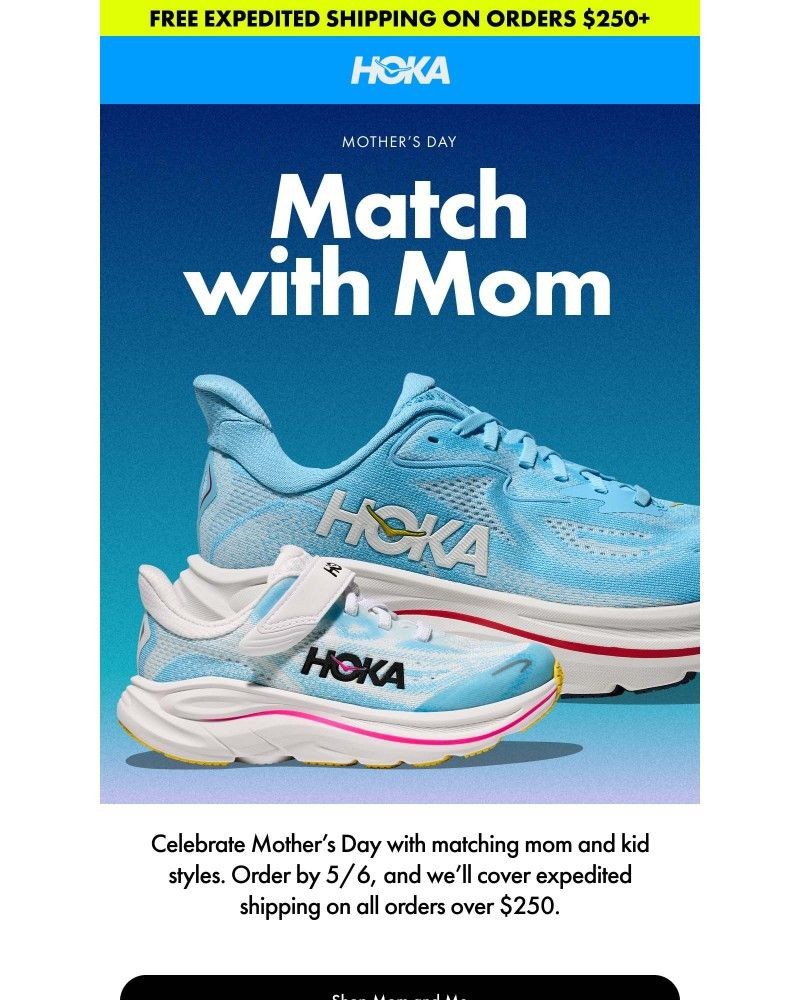Screenshot of email sent to a Hoka Newsletter subscriber