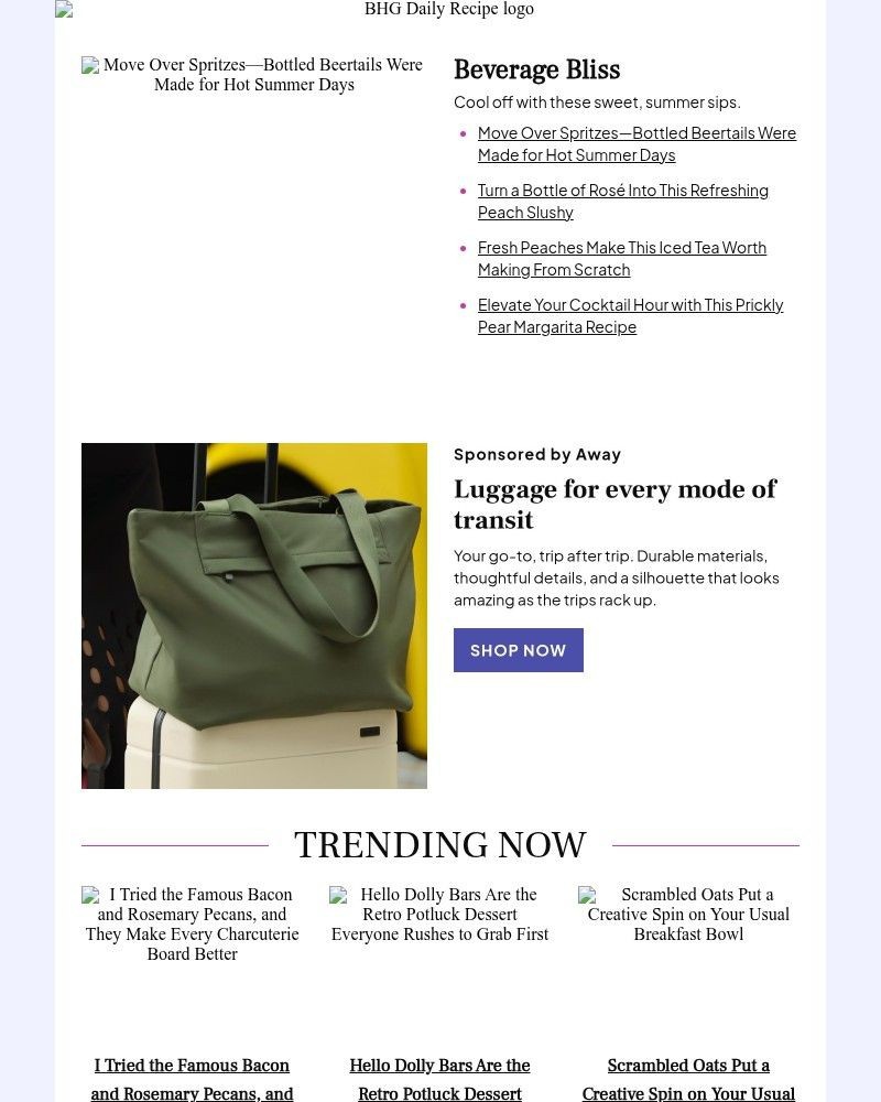 Screenshot of email sent to a Better Homes and Gardens Newsletter subscriber