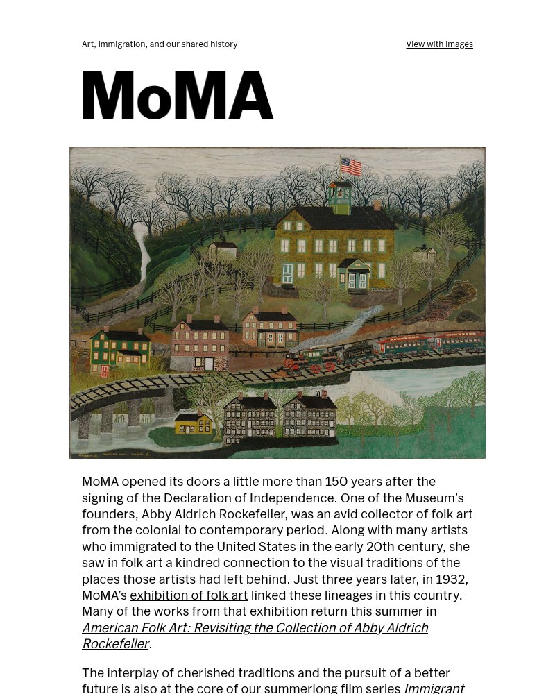 Screenshot of email sent to a The Museum of Modern Art (MoMA) Newsletter subscriber