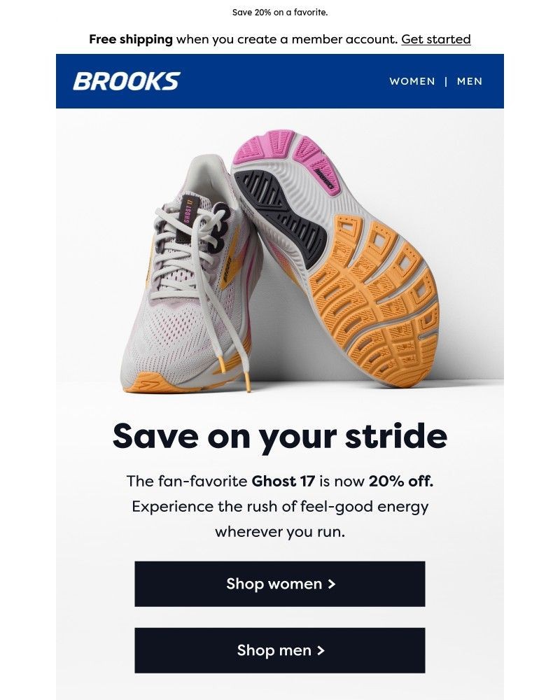 Screenshot of email sent to a Brooks Newsletter subscriber
