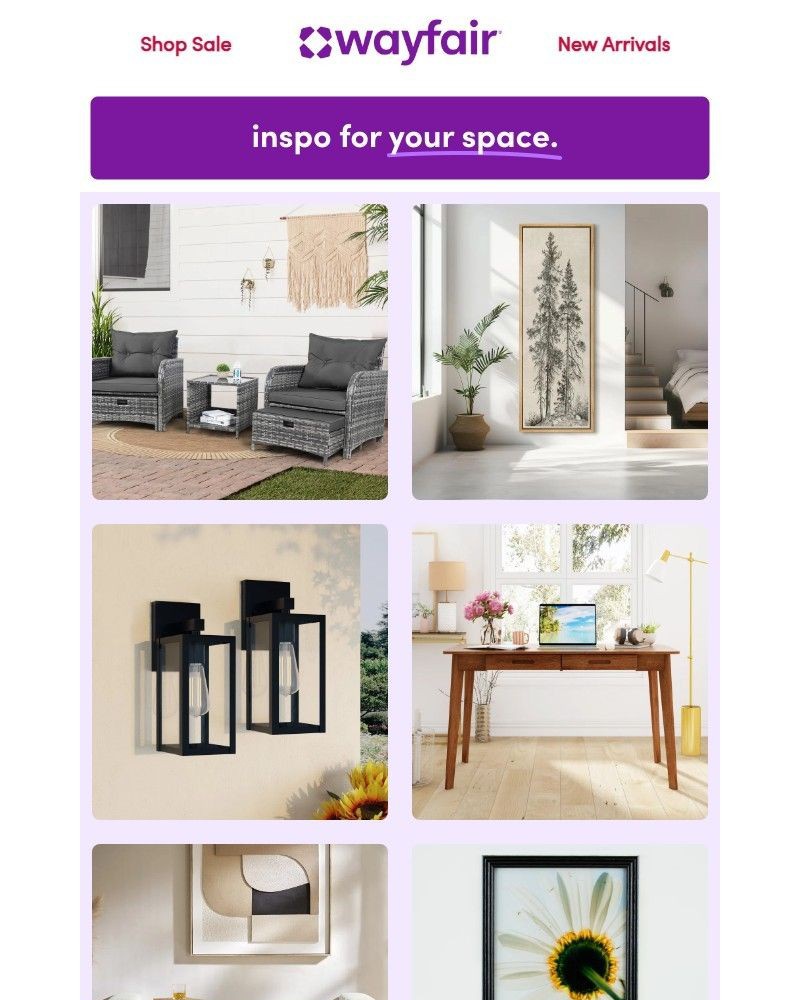 Screenshot of email sent to a Wayfair Newsletter subscriber