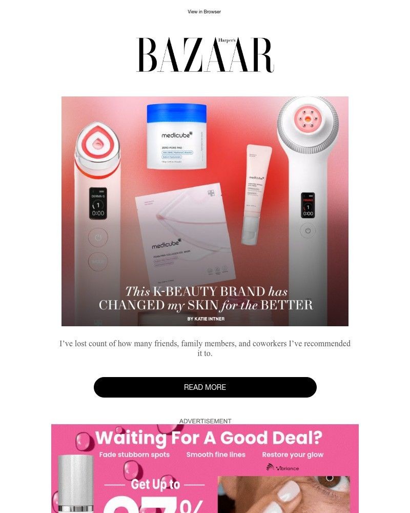 Screenshot of email sent to a Harper’s Bazaar Newsletter subscriber