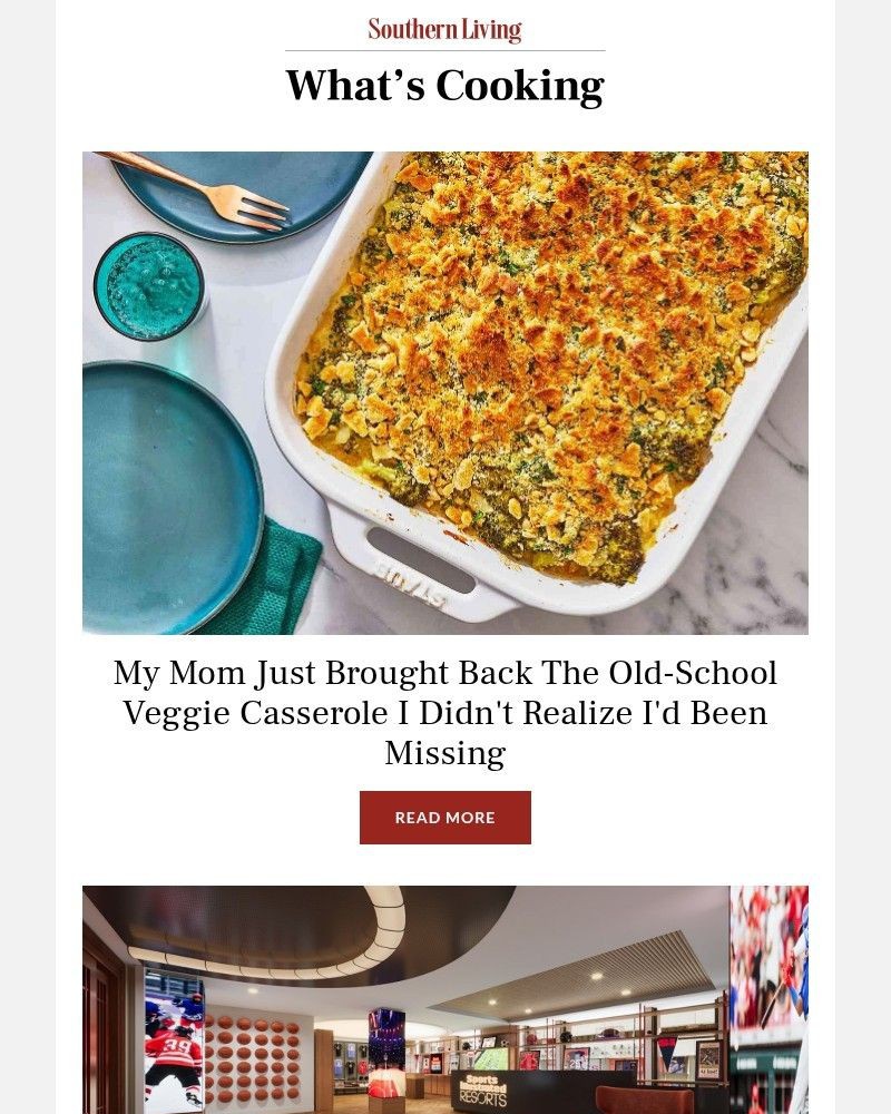 Screenshot of email sent to a Southern Living Newsletter subscriber