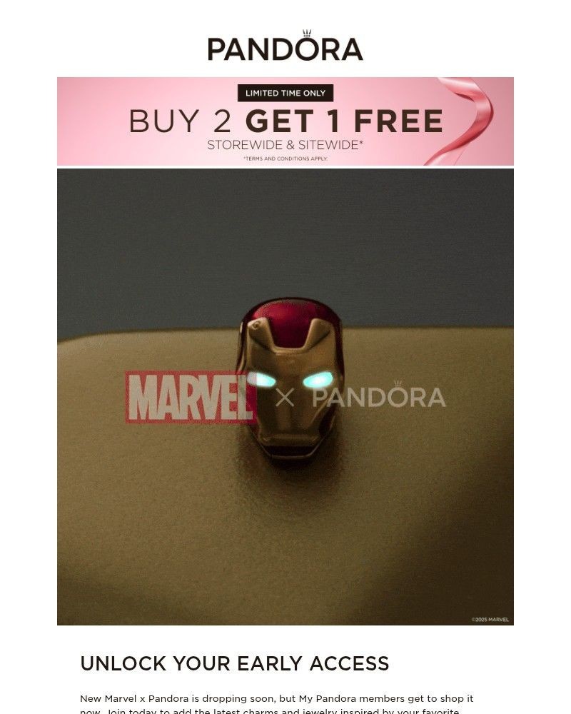 Screenshot of email with subject /media/emails/my-pandora-exclusive-marvel-x-pandora-early-access-begins-now-d34313-cropped-311c3464.jpg