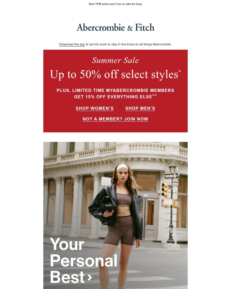 Screenshot of email sent to a Abercrombie Newsletter subscriber