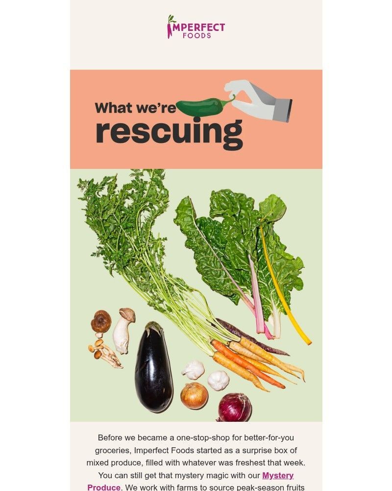 Screenshot of email sent to a Imperfect Foods Registered user