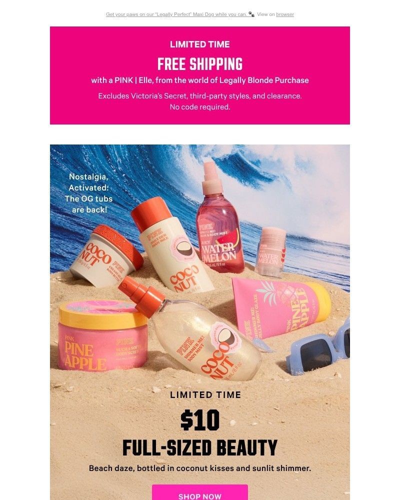 Screenshot of email sent to a Victoria's Secret Newsletter subscriber