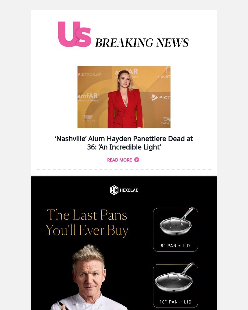 Screenshot of email sent to a Us Weekly Newsletter subscriber