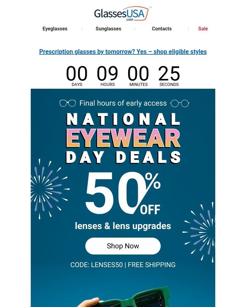 Screenshot of email with subject /media/emails/national-eyewear-day-sale-early-access-ends-at-midnight-a19a72-cropped-f2650eb2.jpg