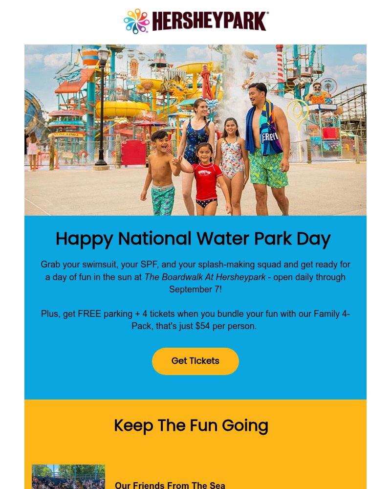 Screenshot of email sent to a Hershey Park Newsletter subscriber