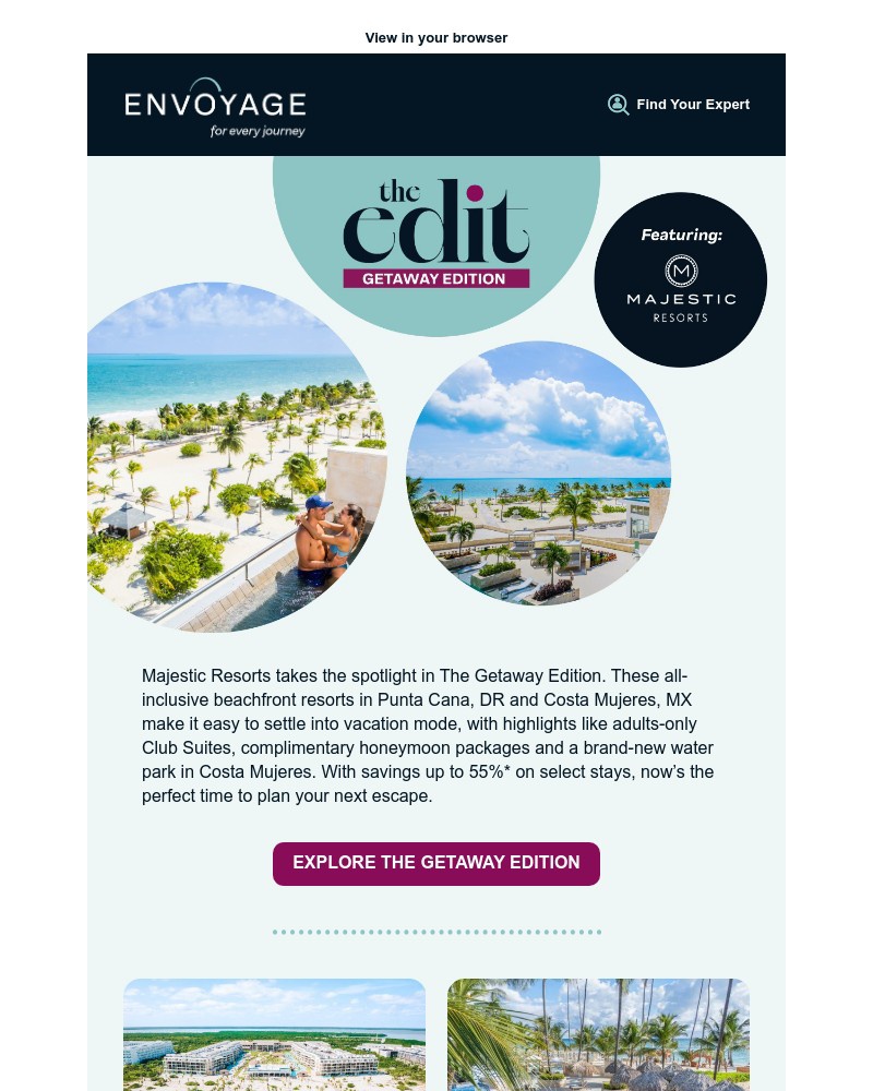 Screenshot of email sent to a Envoyage Newsletter subscriber