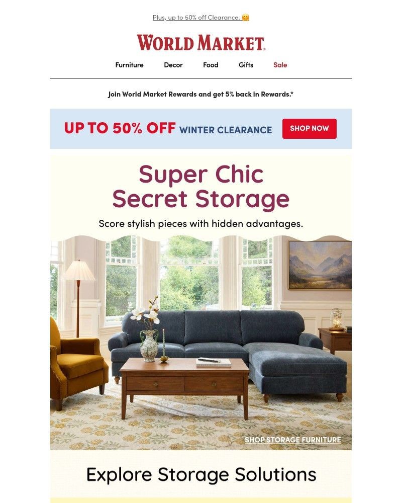 Screenshot of email sent to a World Market Cart abandoner