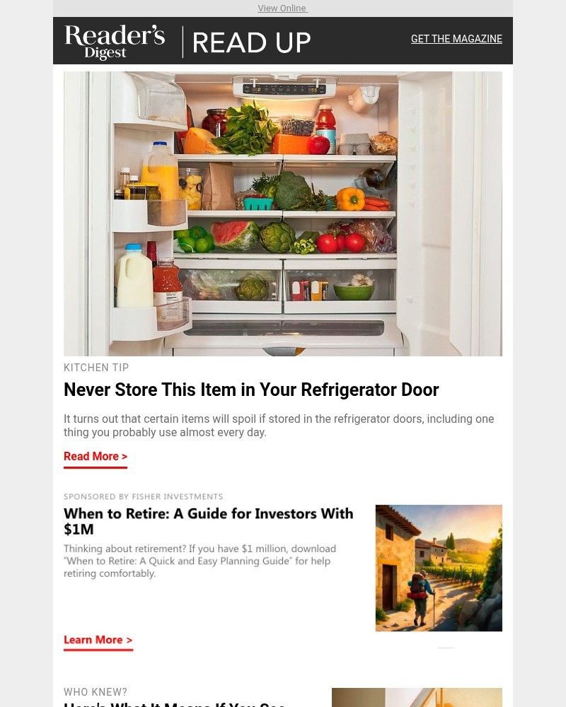 Screenshot of email sent to a Reader’s Digest Newsletter subscriber
