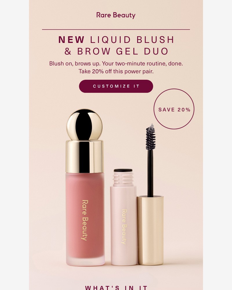 Screenshot of email sent to a Rare Beauty Newsletter subscriber
