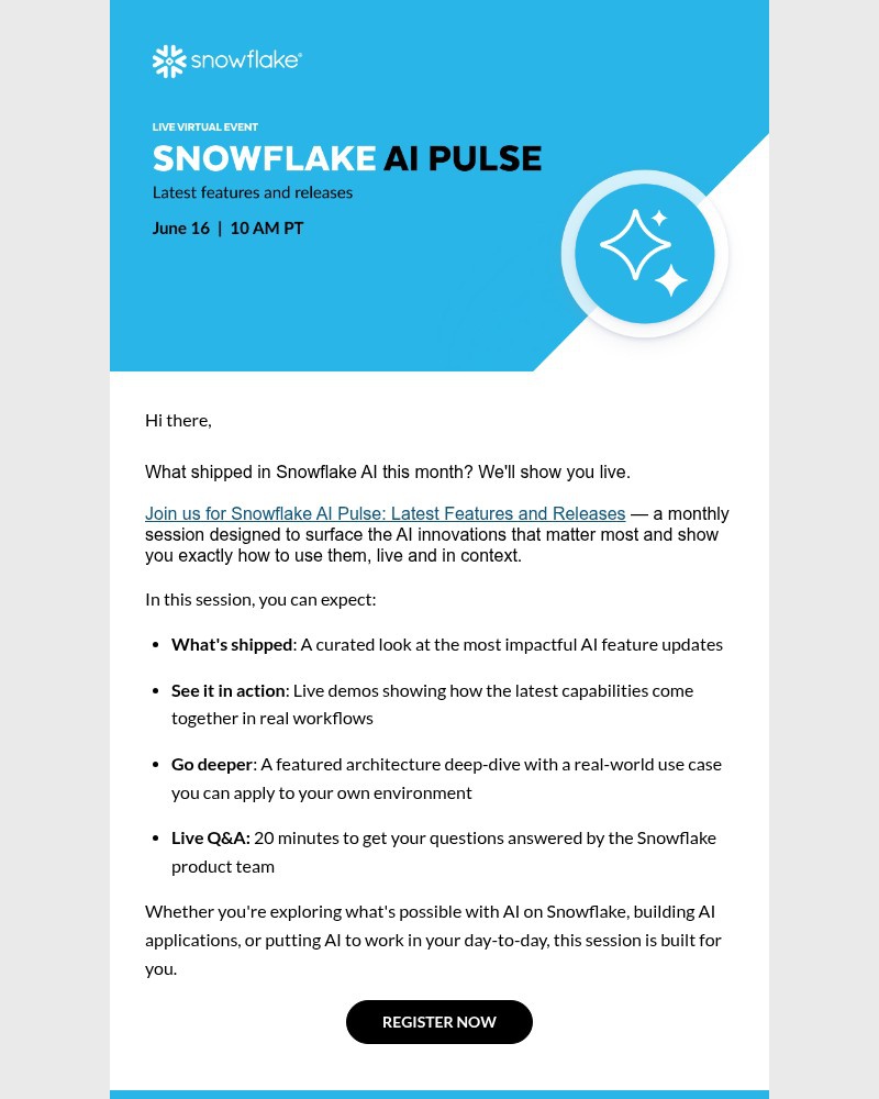 Screenshot of email with subject /media/emails/new-ai-features-live-demos-real-qa-join-snowflake-ai-pulse-june-16-e99788-cropped_F6irsv2.jpg