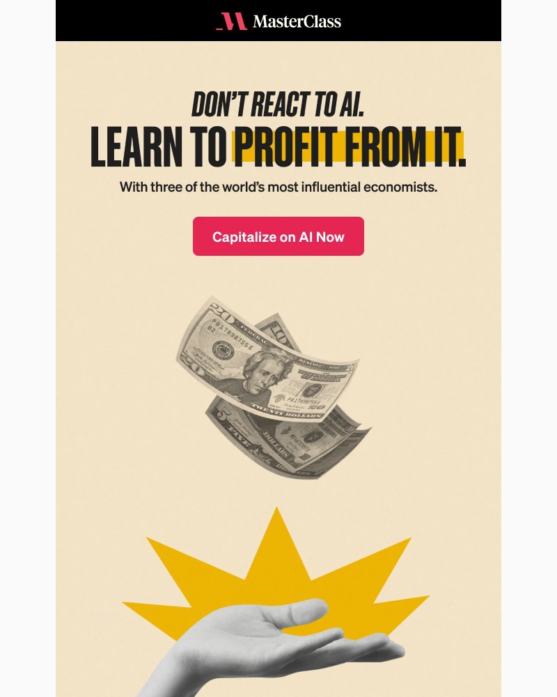 Screenshot of email sent to a MasterClass Registered user