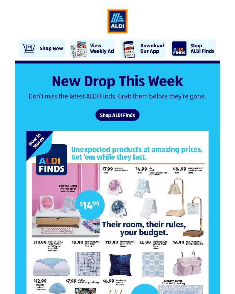 Screenshot of email sent to a Aldi Newsletter subscriber