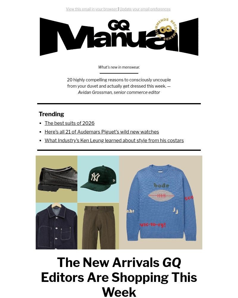 Screenshot of email sent to a GQ Newsletter subscriber