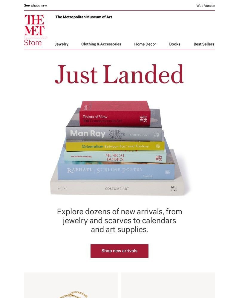 Screenshot of email sent to a The Metropolitan Museum of Art (The Met) Newsletter subscriber