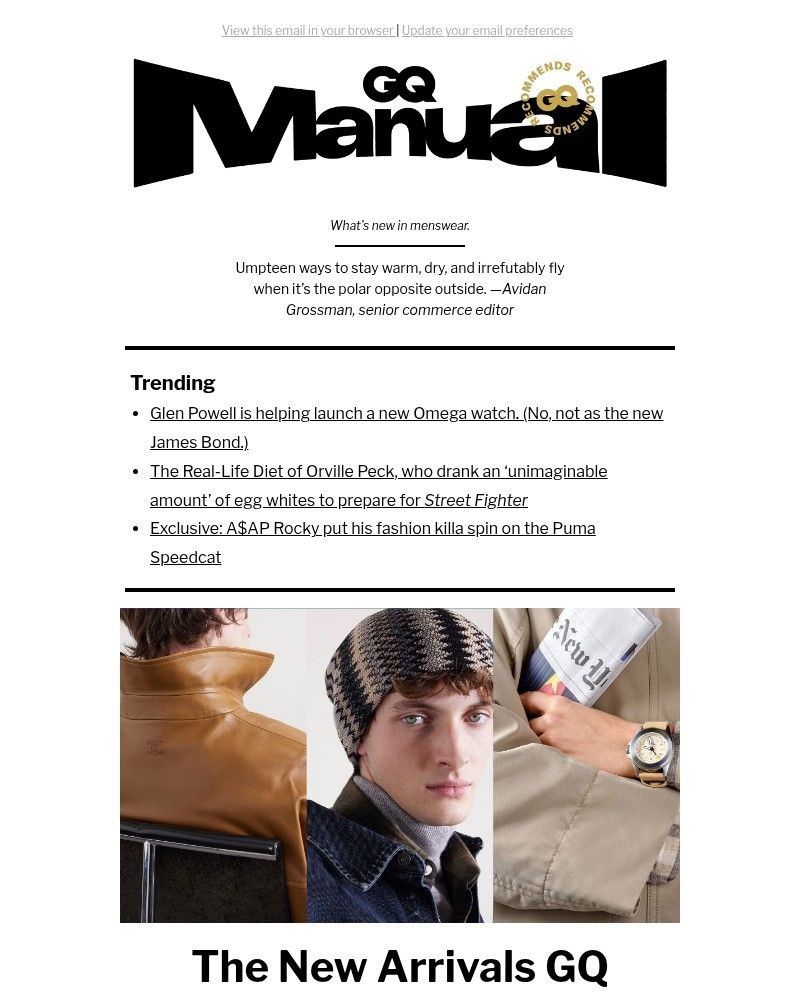 Screenshot of email sent to a GQ Newsletter subscriber