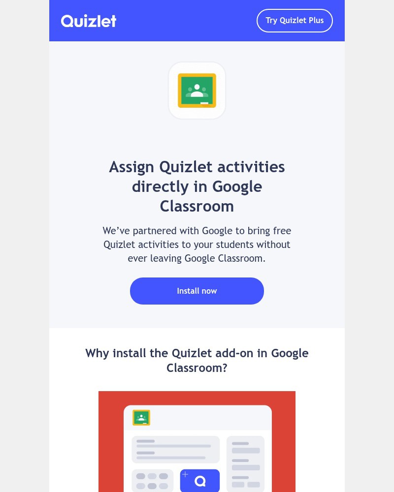 Screenshot of email sent to a Quizlet Teacher