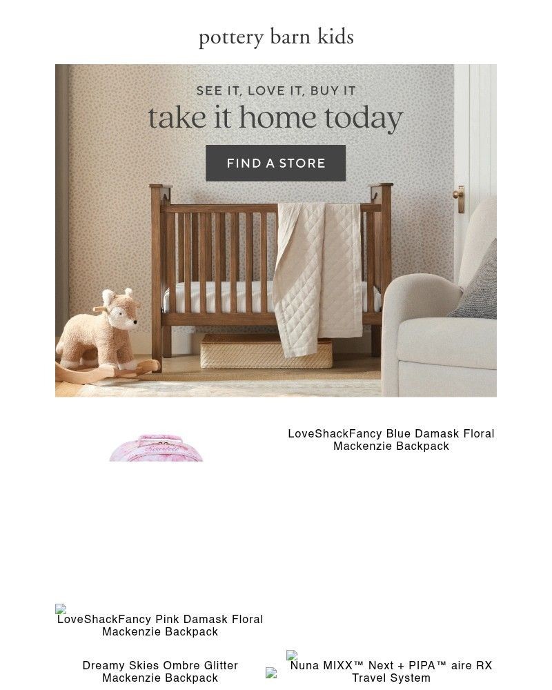 Screenshot of email sent to a Pottery Barn Newsletter subscriber