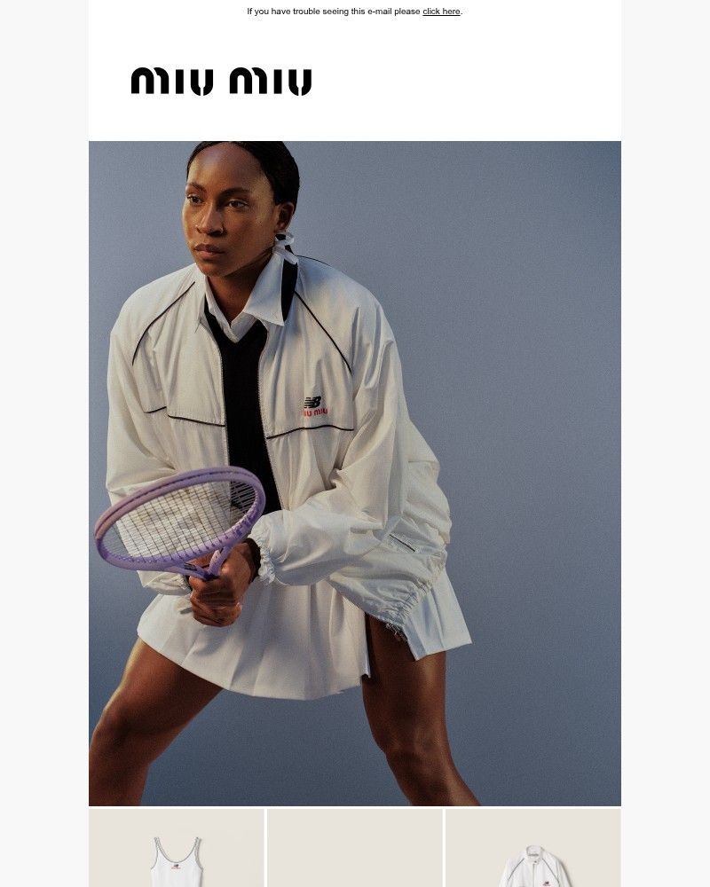 Screenshot of email sent to a Miu Miu Newsletter subscriber