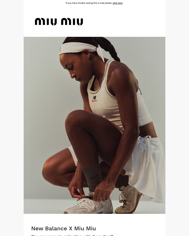 Screenshot of email sent to a Miu Miu Newsletter subscriber