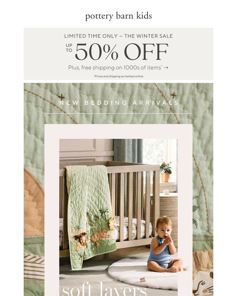 Screenshot of email sent to a Pottery Barn Newsletter subscriber