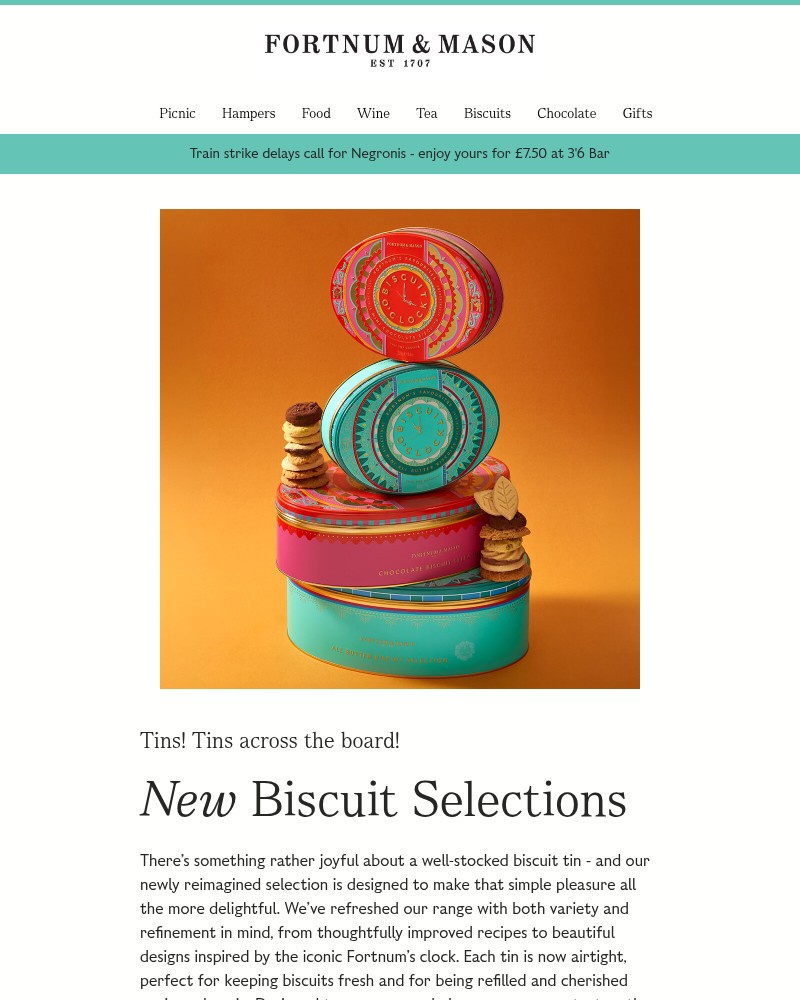 Screenshot of email sent to a Fortnum & Mason Newsletter subscriber