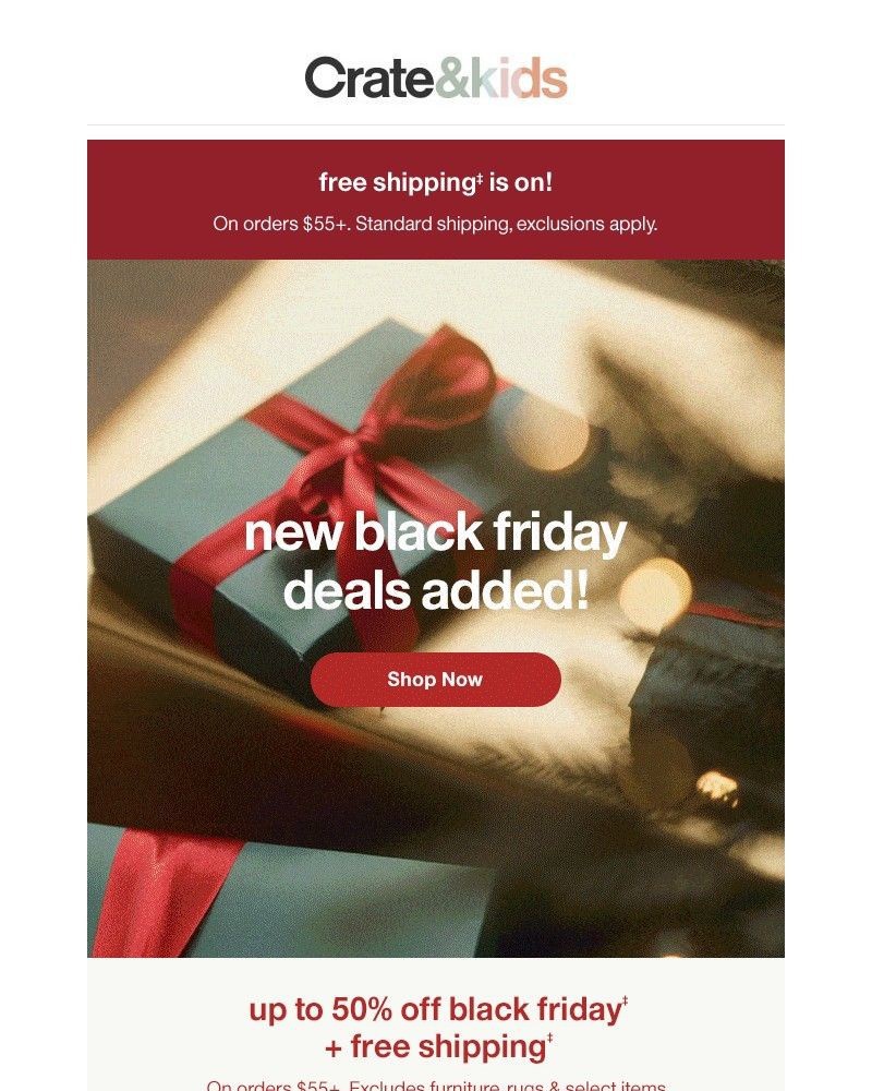 Screenshot of email sent to a Crate & Barrel Newsletter subscriber