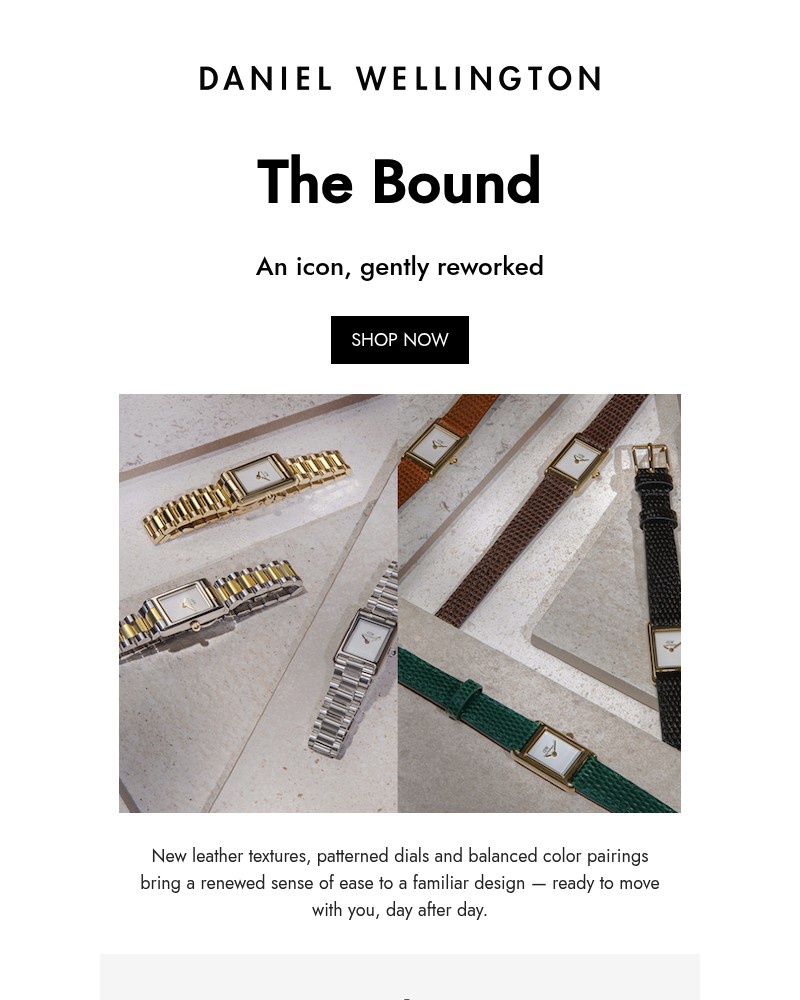 Screenshot of email sent to a Daniel Wellington Newsletter subscriber