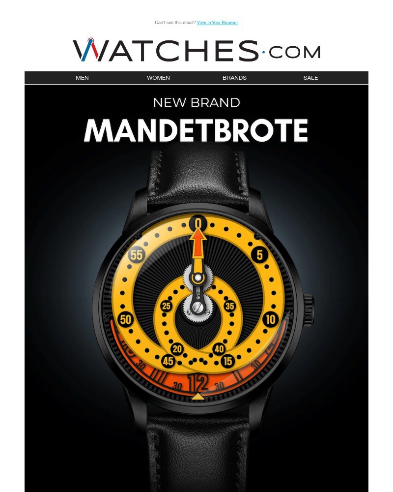 Screenshot of email sent to a Watches.com Newsletter subscriber