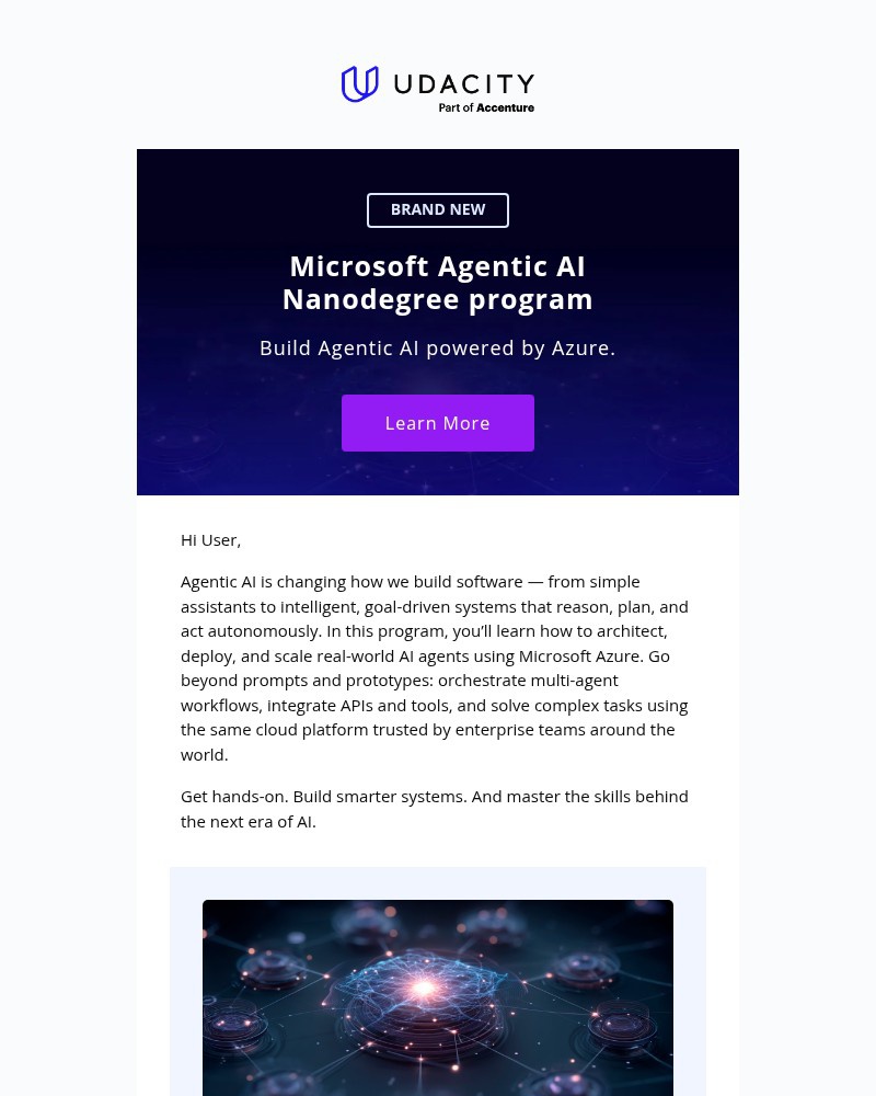 Screenshot of email sent to a Udacity Registered user