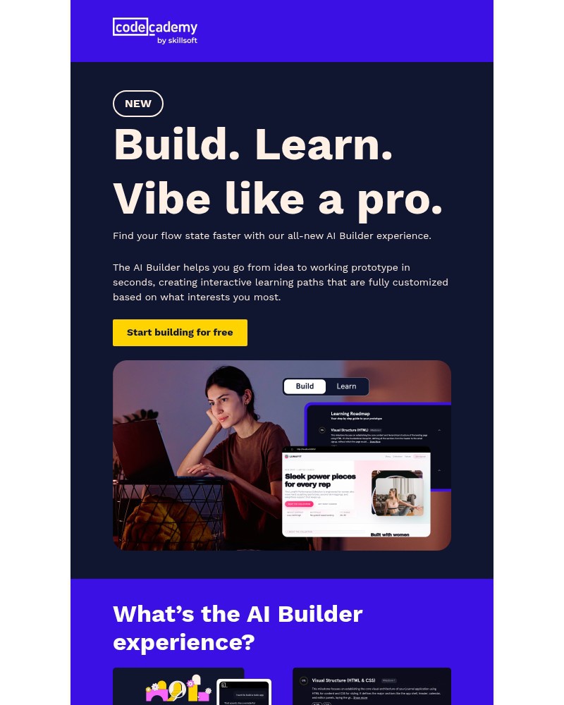 Screenshot of email sent to a Codecademy Registered user