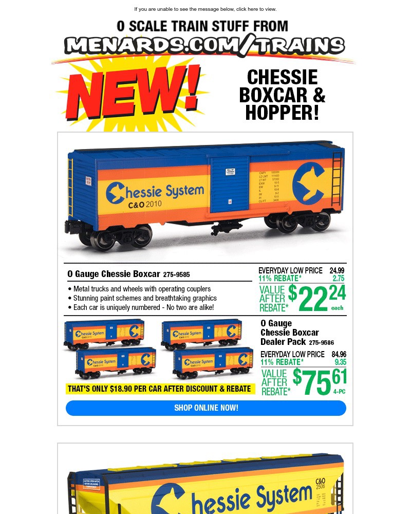 Screenshot of email sent to a Menards Newsletter subscriber