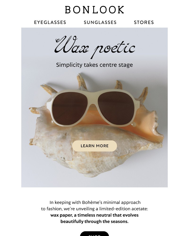 Screenshot of email sent to a Bonlook Newsletter subscriber