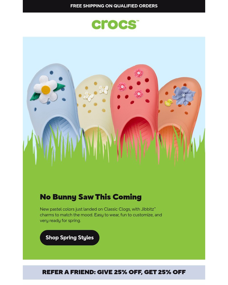 Screenshot of email sent to a Crocs Newsletter subscriber