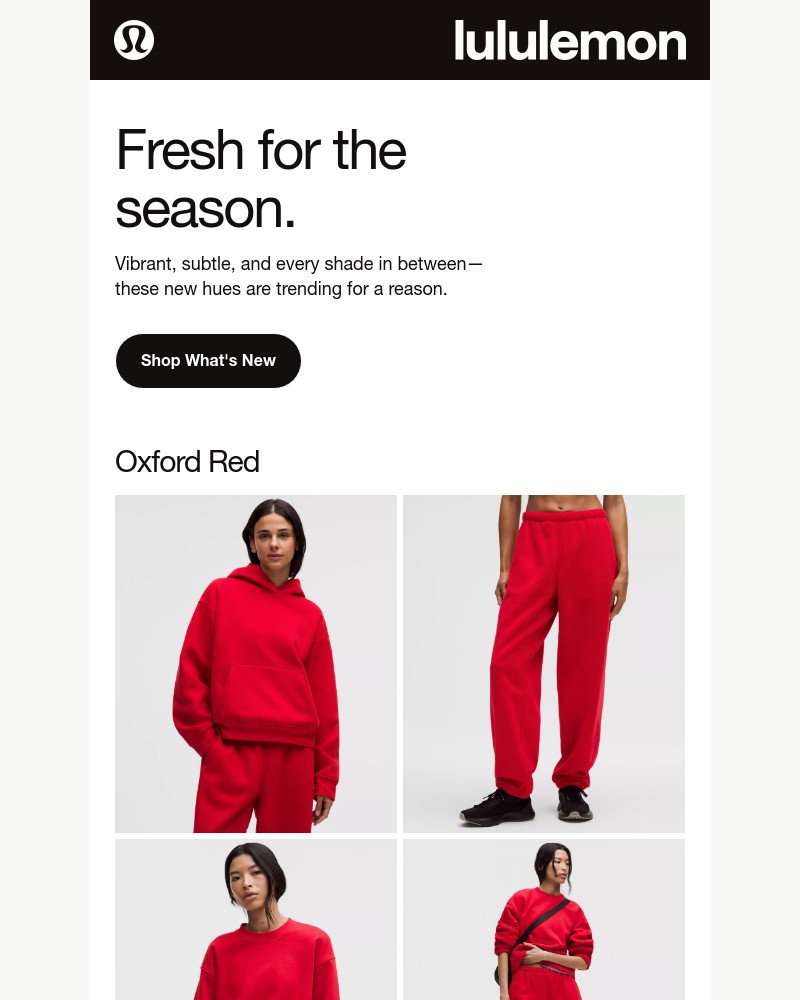 Screenshot of email sent to a Lululemon Registered user