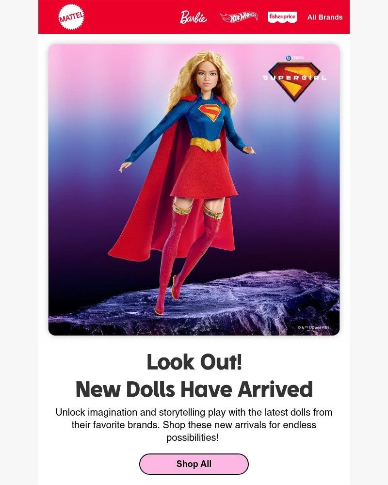 Screenshot of email sent to a Mattel Newsletter subscriber
