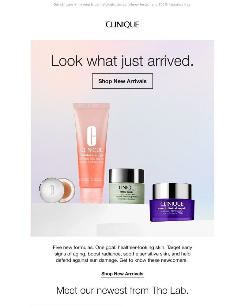 Screenshot of email sent to a Clinique Newsletter subscriber