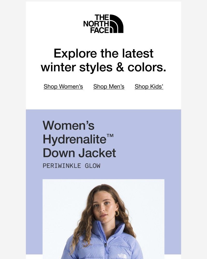 Screenshot of email sent to a The North Face Newsletter subscriber