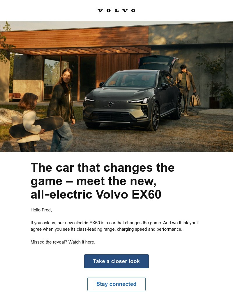 Screenshot of email sent to a Volvo Newsletter subscriber