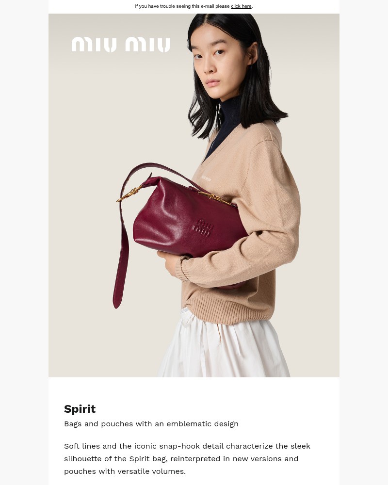Screenshot of email sent to a Miu Miu Newsletter subscriber