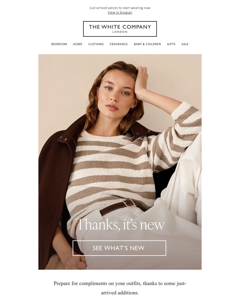 Screenshot of email sent to a The White Company Cart abandoner