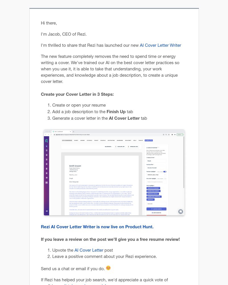 Screenshot of email with subject /media/emails/new-feature-ai-cover-letter-writer-instantly-generate-your-cover-letter-81ce2c-cr_DDcXT0u.jpg