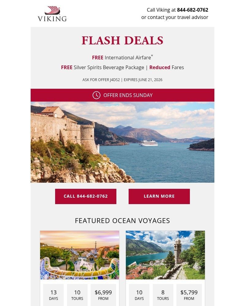 Screenshot of email sent to a Viking Cruises Newsletter subscriber