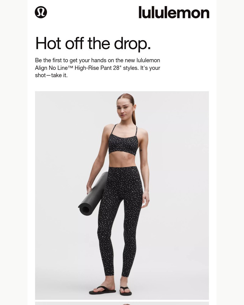 Screenshot of email sent to a Lululemon Registered user