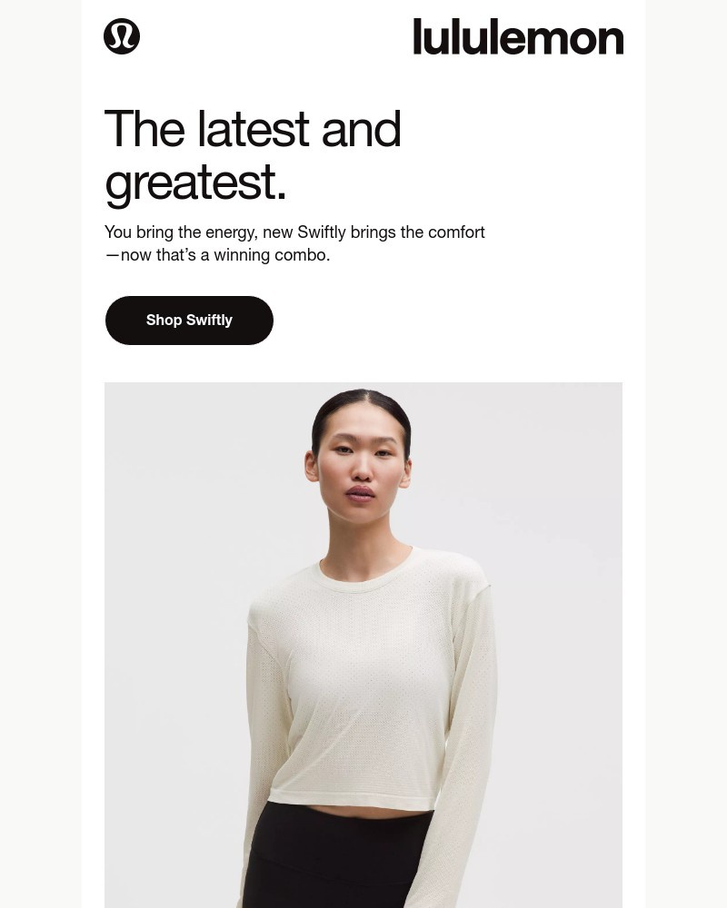 Screenshot of email sent to a Lululemon Registered user