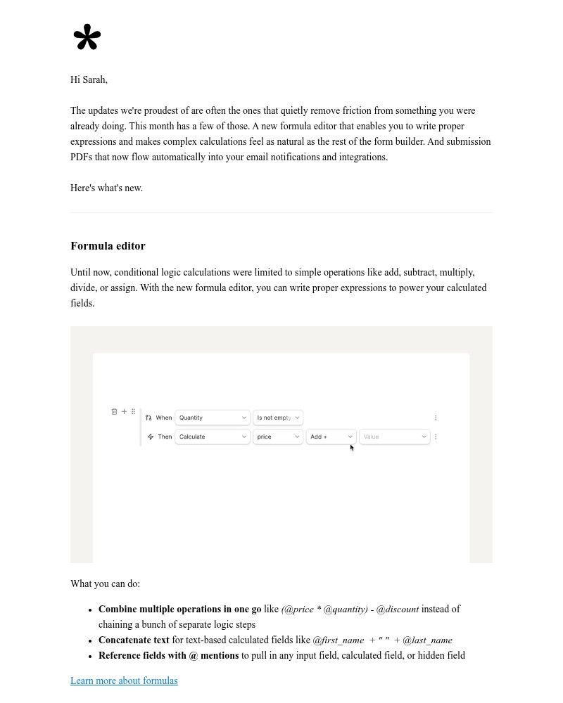 Screenshot of email sent to a Tally Registered user